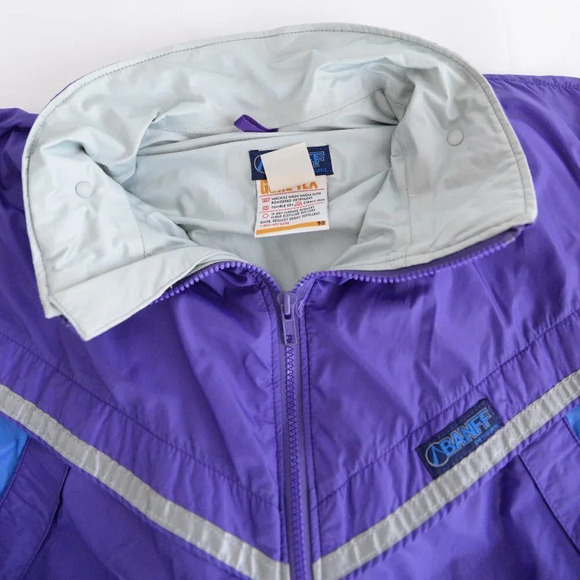 Vintage Banff Purple Gore-tex w Hidden Hood & Reflective Strips Windbreaker L - Picture 12 of 15